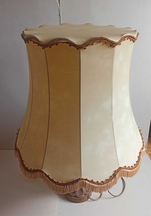 Stara duża lampa stojąca Vintage skórzany abażur