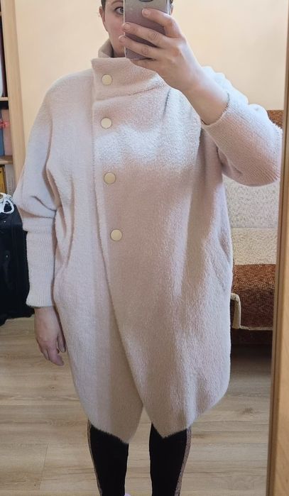 Płaszcz damski oversize alpaka wełna