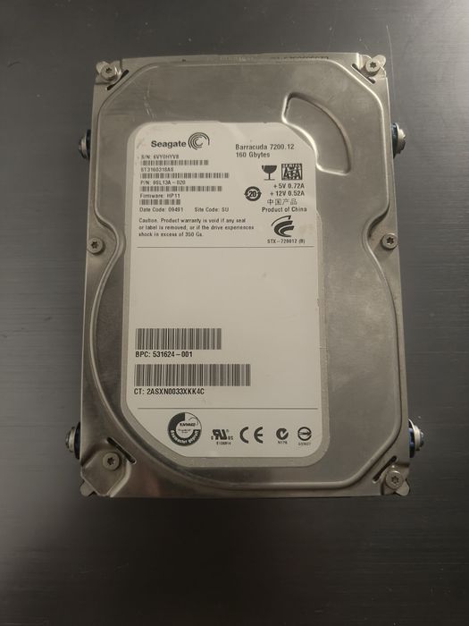 Disco de memória fiável, Seagate HDD 160GB 7200RPM - Mecânico