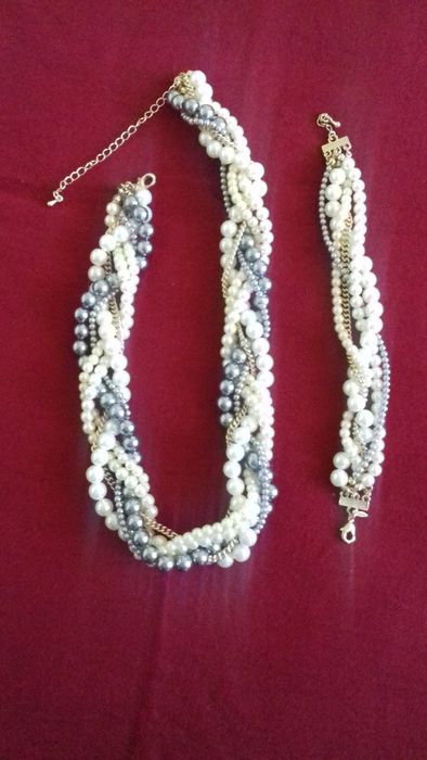 naszyjnik + bransoletka z pereł