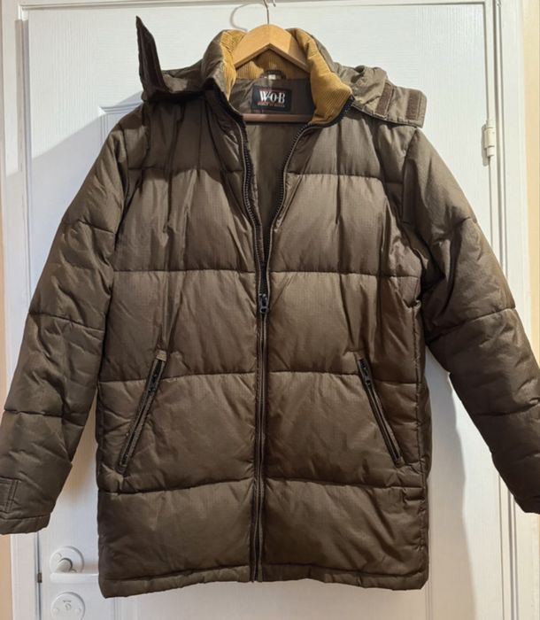 Pikowana. Męska kurtka puchowaw kolorze czekolady  50/50 pikowana