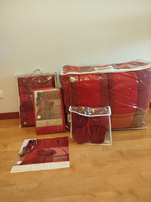 Conjunto edredão, lençóis e toalhas Piubelle