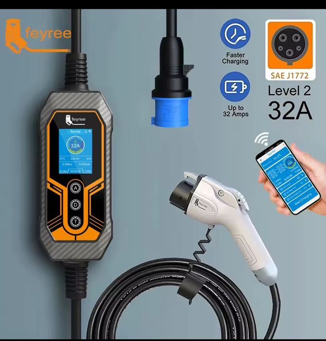 Зарядка GB/T 16А 3.5квт 32A 7кВт Feyree для VW ID.4  BYD zeekr honda