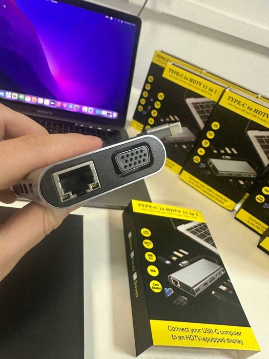 USB-C HUB 11в1 Док станція Хаб | Перевірено | HDMI 4K + PD | для MacBook / ноутбука