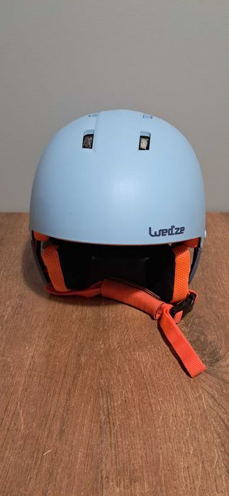Kask narciarski dla dzieci Wedze H-KD 500 błękitny/ neonowy pomarańcz