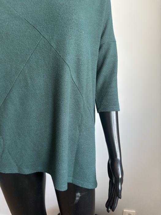 Sweter Damski Butelkowa Zieleń Luźny Golf Miękki Dzianina M/L