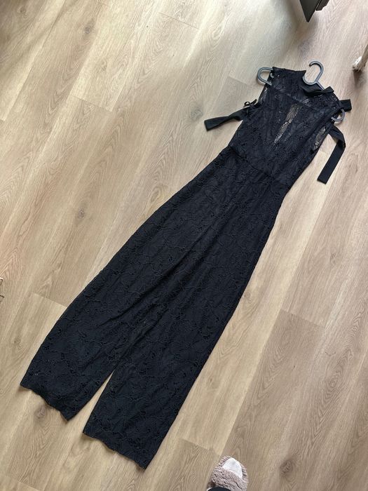 Koronkowy kombinezon czarny Zara S nowy elegancki szwedy