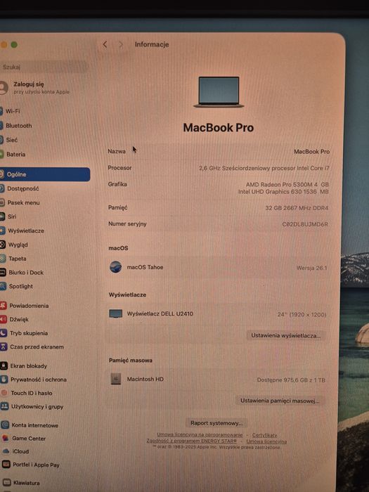 Macbook pro 16 ssd 1TB ram 32GB 5300m