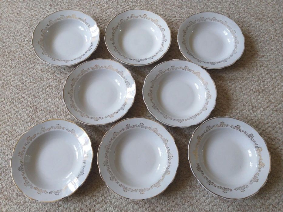 Тарелки супные, фарфор, Коростень, Д = 20 см. Позолота