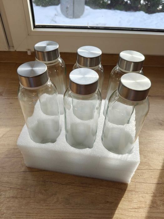 Zestaw 6 szklanych butelek do soków 500ml