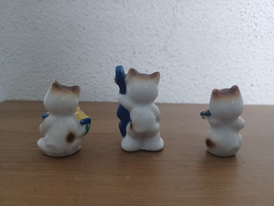 Trio de Gatinhos Músicos em porcelana