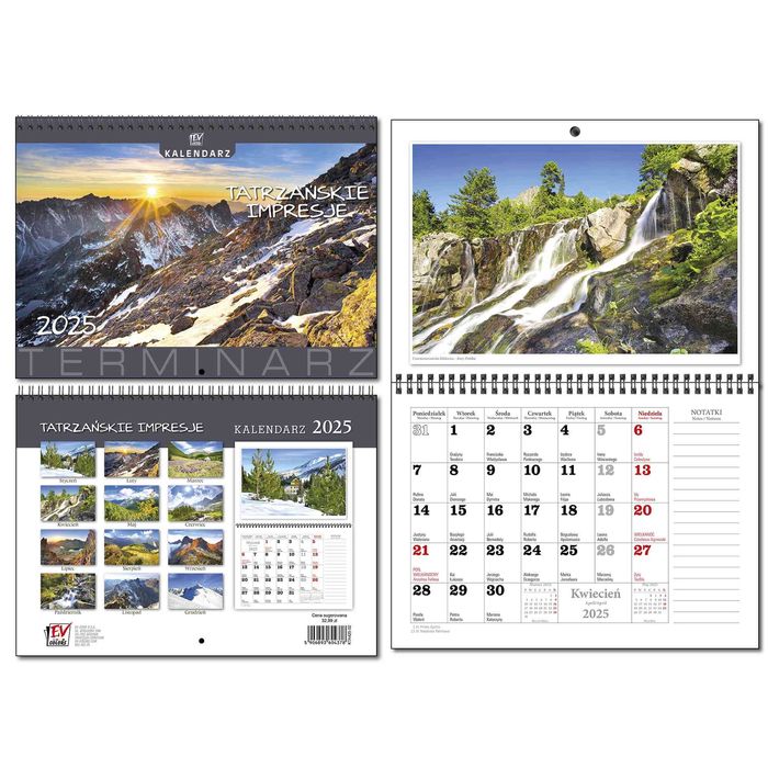 Kalendarz 2025 A4 Terminarz 13 Plansz Tatry. Ev-Corp