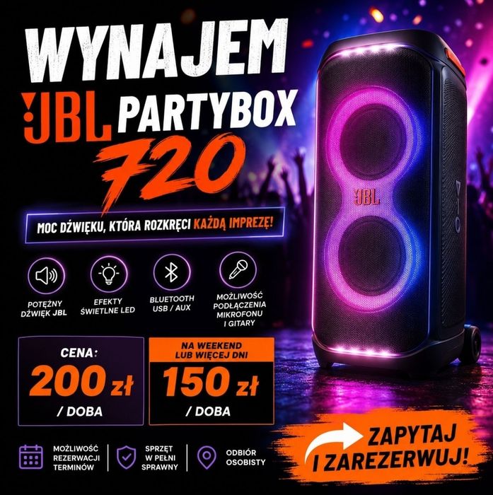 Jbl partybox 720  Wypożyczanie
