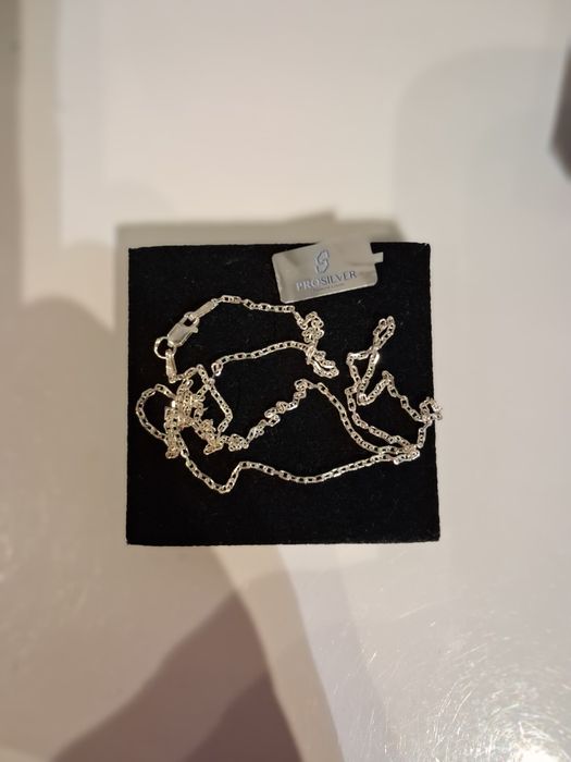 Łańcuszek ze srebra ankier diamentowany AD050 używany 50cm jak Nowy