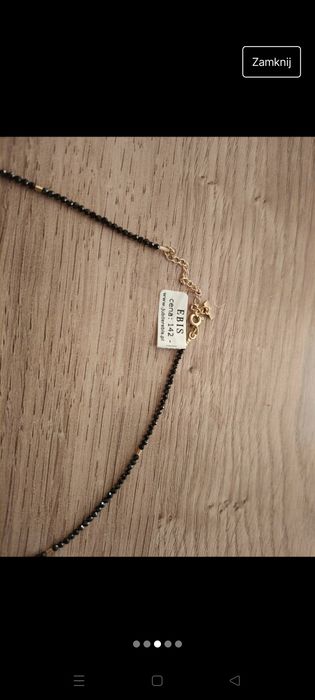 Łańcuszek z czarnych koralików pozłacanych