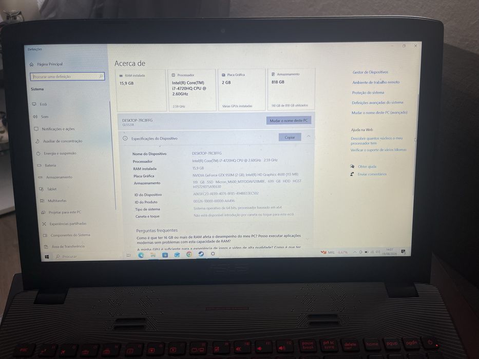 Vendo/Troco Portátil Gaming Asus i7