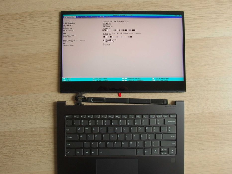 Lenovo YOGA C930-13IKB 16GB RAM intel i7-8550u EYG70 bateria NM-B741