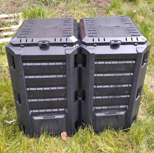 Kompostownik segmentowy 2-komorowy 800L czarny plastikowy do ogrodu
