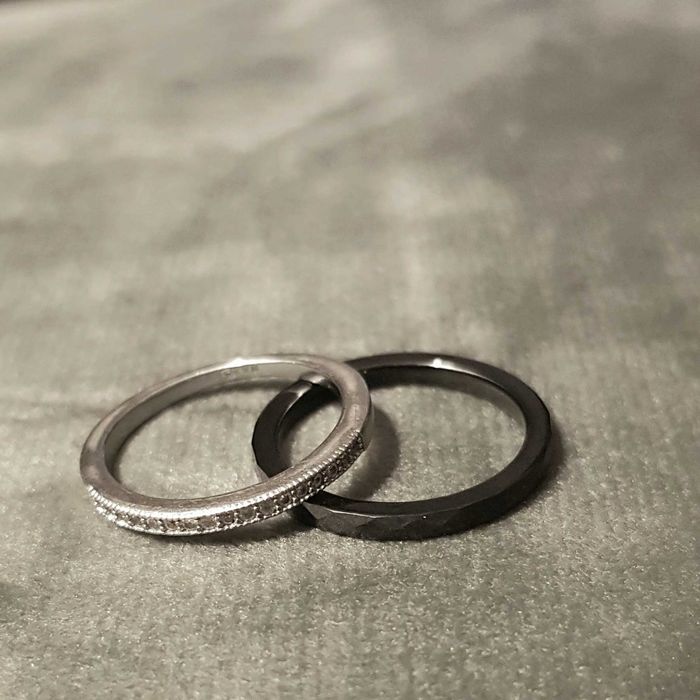 APART ceramiczny pierścionek podwójny srebrna obrączka