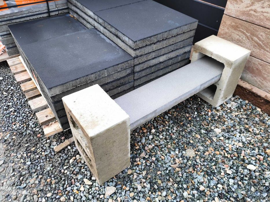 Taboret ławka siedzisko pustak beton ogrodzenie płyta tarasowa ogród