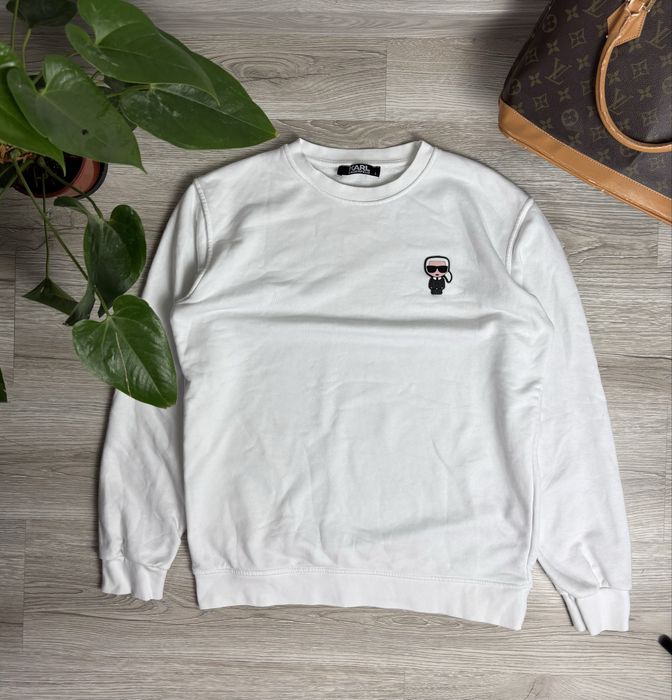 Bluza Karl Lagerfeld męska biała bez kaptura crewneck Ikonik L