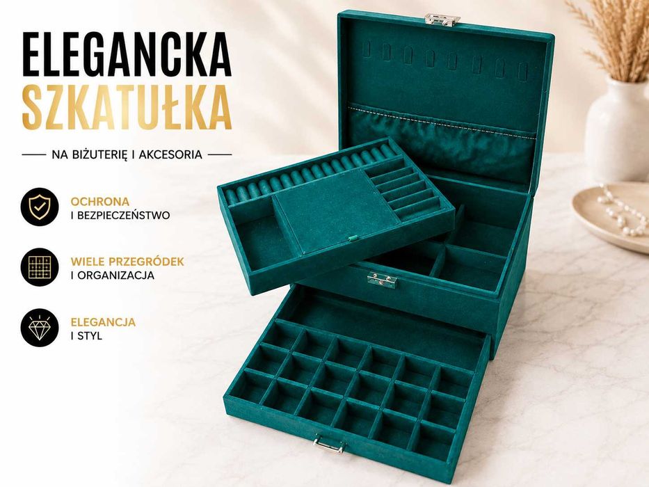 Szkatułka Organizer Na Biżuterię Czarny