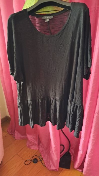 Blusa Primark XL preta com drapeado na cintura