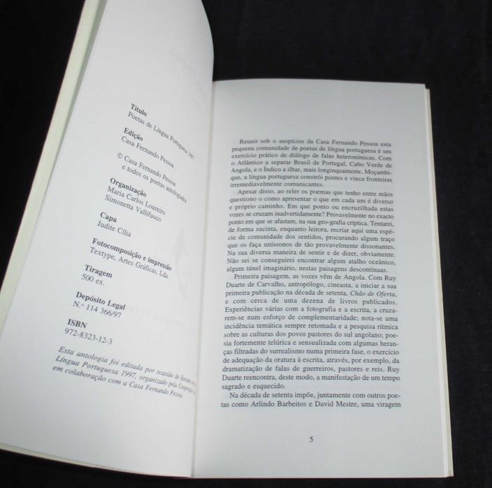 Livro Poetas de Língua Portuguesa Antologia 1997