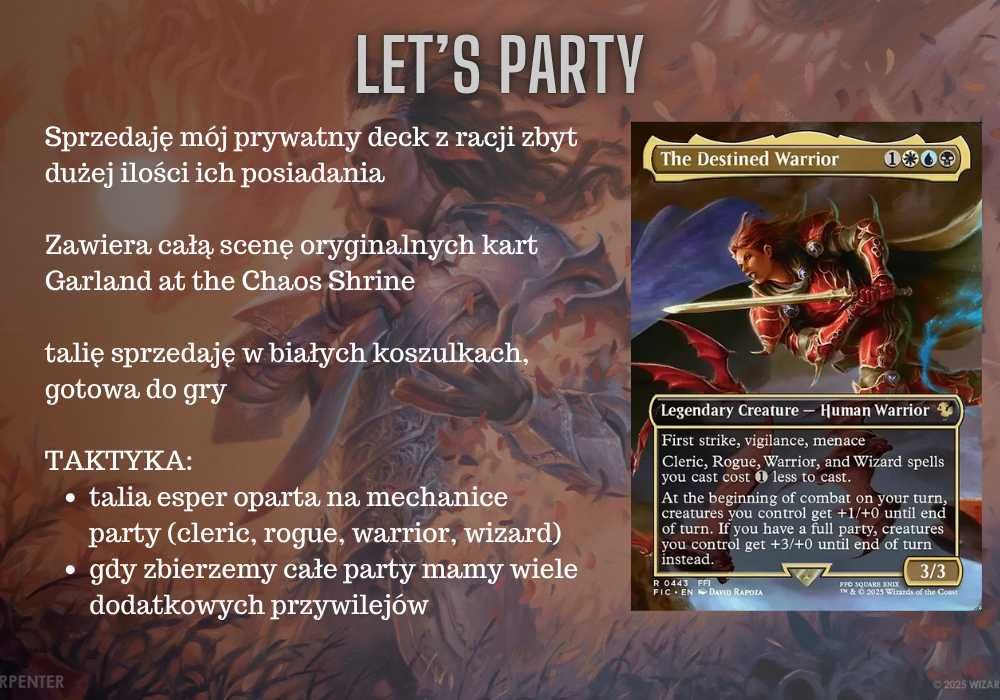 Magic the Gathering Commander | The Destined Warrior, final fantasy