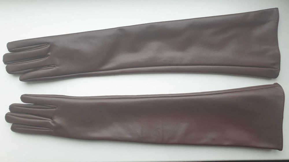 Перчатки коричневые длинные женские