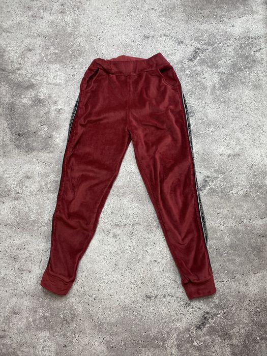 Женские теплые велюровые штаны на флисе La Perla S/M  красные бордовые