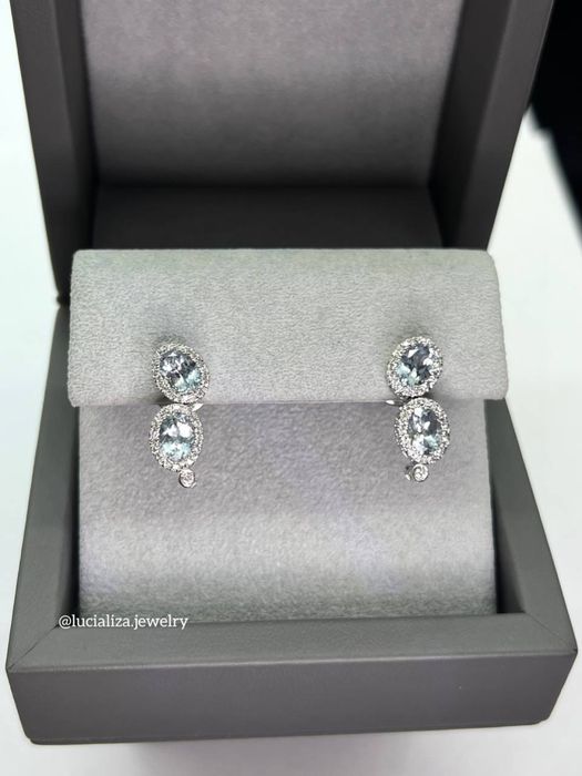 Золотые Серьги с бриллиантами и топазами PVG оригинал