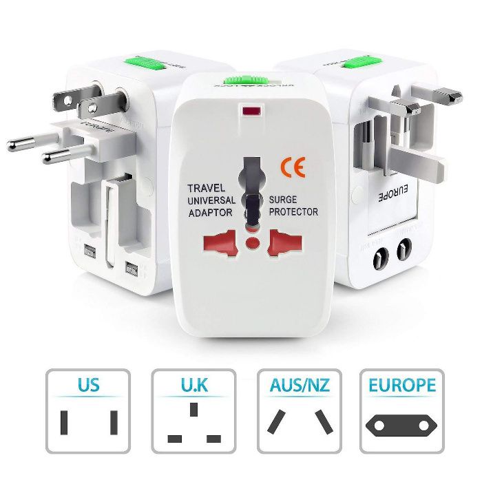 Adaptador de tomada de viagem universal - EU / UK / USA / AU/HK/CN/etc