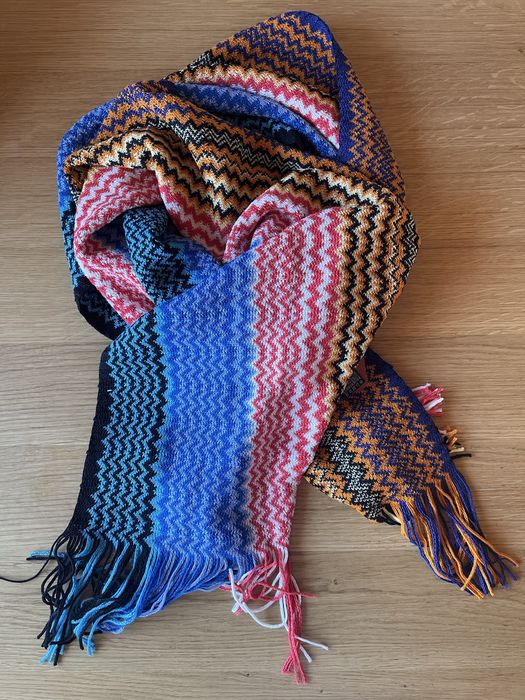 Szal MISSONI Wełna Made in Italy Zygzaki Chevron