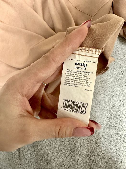 Sinsay XS bluzka 100% wiskoza, beż nude, zamek + kieszenie