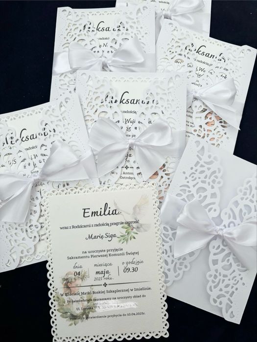 Zaproszenia na komunie podziękowania ślub chrzciny