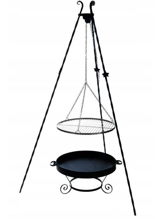 ZESTAW GRILL TRÓJNÓG kuty + ruszt + palenisko ZESTAWY 60,70,80 cm