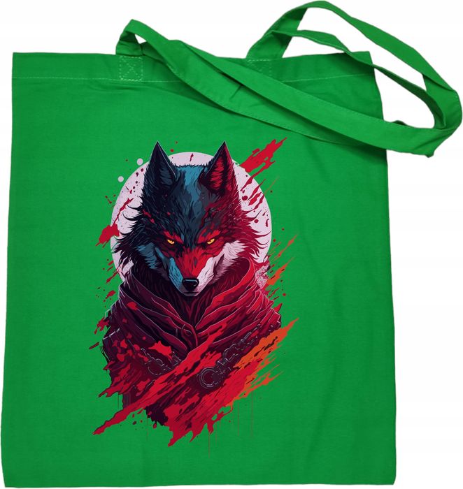 torba na zakupy z kolorowym wilkiem prezent wiosenna modna