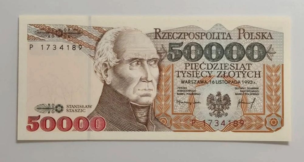 Banknot 50000 złotych 1993 rok seria P
Stan UNC