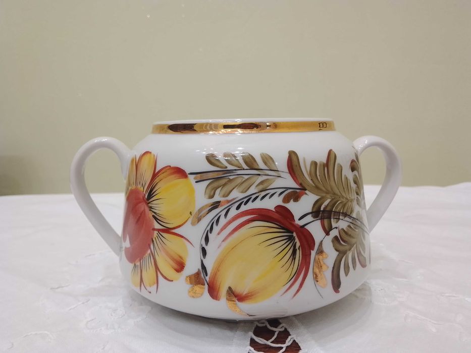 Цукорниця Городниця. Ручний розпис в стилі Петриківського.