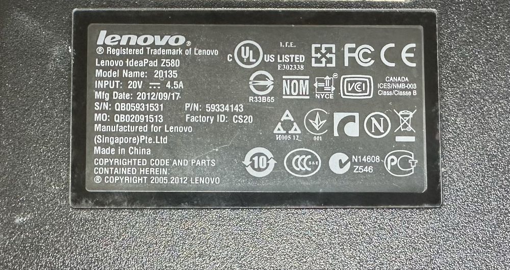 Lenovo IdeaPad Z580, ноутбук на запчастини