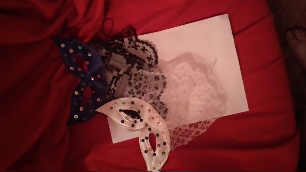 набор=2шт праздничный очки маска белая синяя вуаль маскарад ажурная