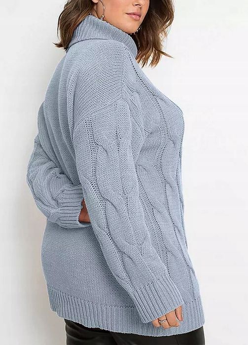 B.P.C sweter z golfem niebieski w warkocze ^36/38