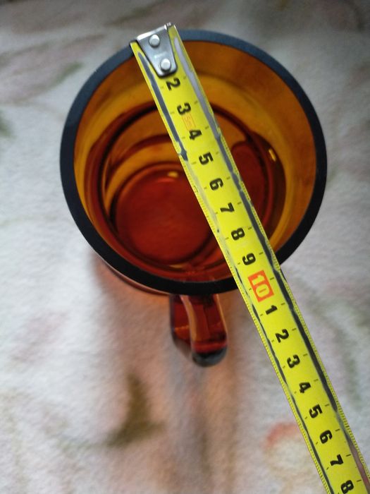 kufel szklany pomarańczowy 1990