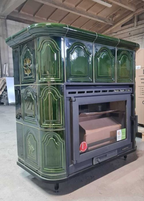 Piec kaflowy wolnostojący FLORENCJA Exclusive 13kW zielona - NOWY