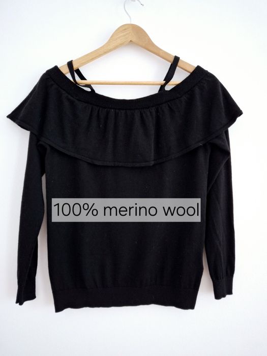 Little Remix sweter 100% wełna merino premium odkryte ramiona