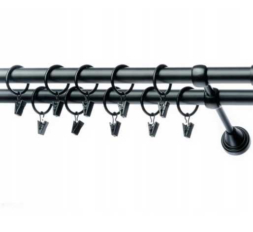 Karnisze Podwójne Pojedyncze Metalowe 19mm czarny mat classic loft