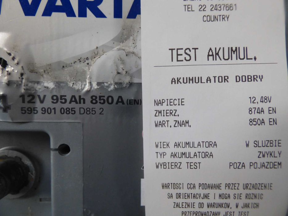Akumulator Varta 12V 95Ah 850A - używany