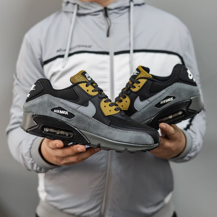 Кросівки Nike Air Max 90 Grey/Yellow premium | Кроссовки Найк чоловічі