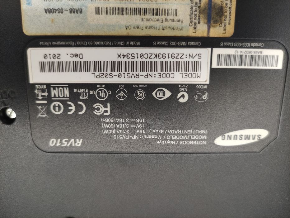 Laptop Samsung rv510 niesprawny